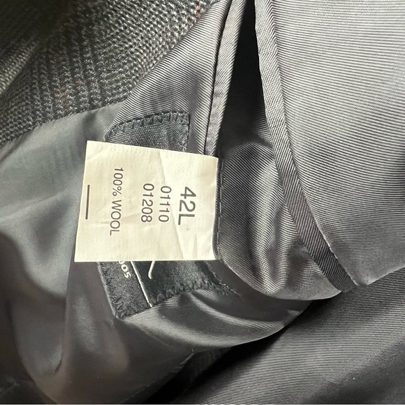 Jos. A. Bank Men’s Wool Plaid Blazer Jacket 42L Black Gray Red Preppy - Picture 9 of 13